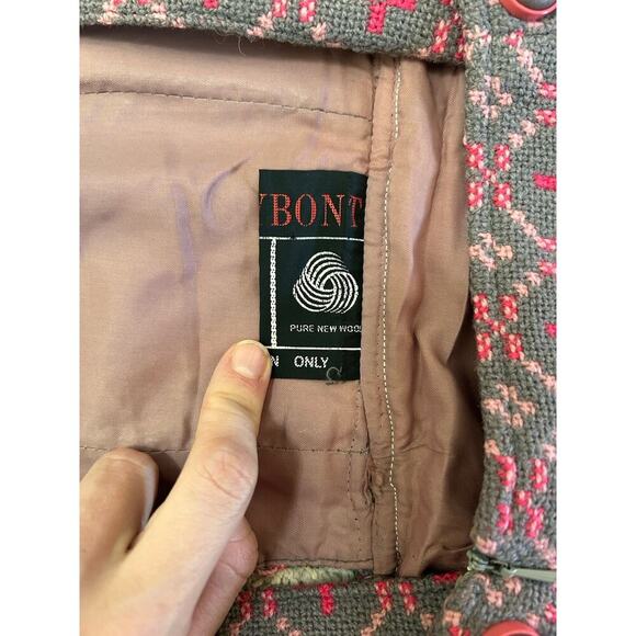 Vintage 100% Wool Overall Dress Pink Gray Size S Winter Welsh Wools - Picture 8 of 9